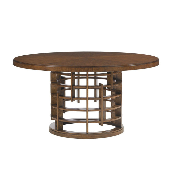 Tommy Bahama Home Island Fusion Meridien Round Dining Table With Wooden Top