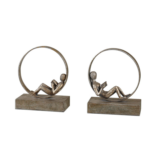 Uttermost Lounging Reader Antique Bookends - Set of 2