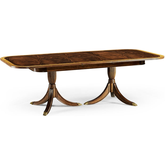 Jonathan Charles Buckingham Regency Crotch Mahogany Single Leaf Extending Dining Table