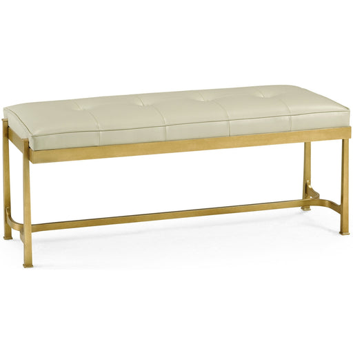 Jonathan Charles Luxe Gilded Iron & Cream Leather Bench