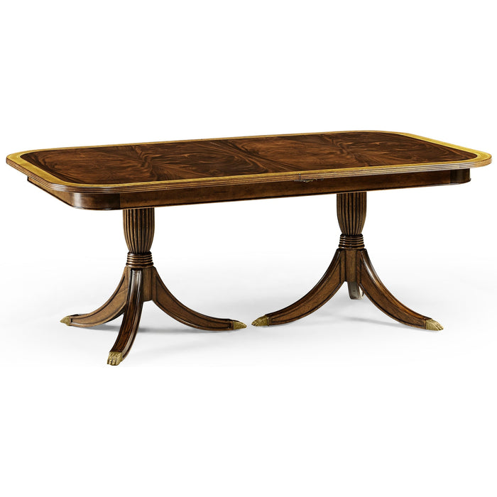 Jonathan Charles Buckingham Regency Crotch Mahogany Single Leaf Extending Dining Table